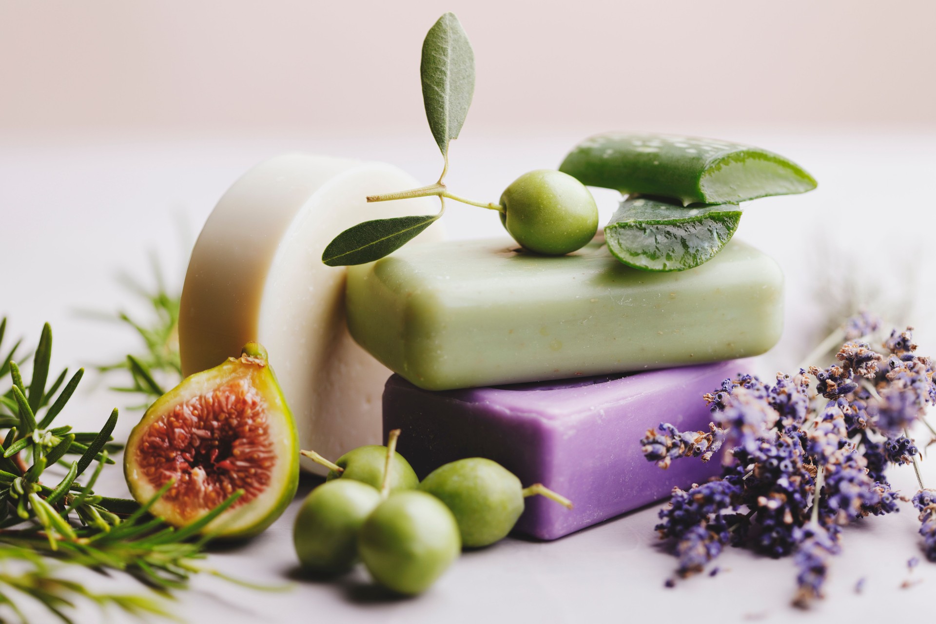 Natural soap bars with ingredients